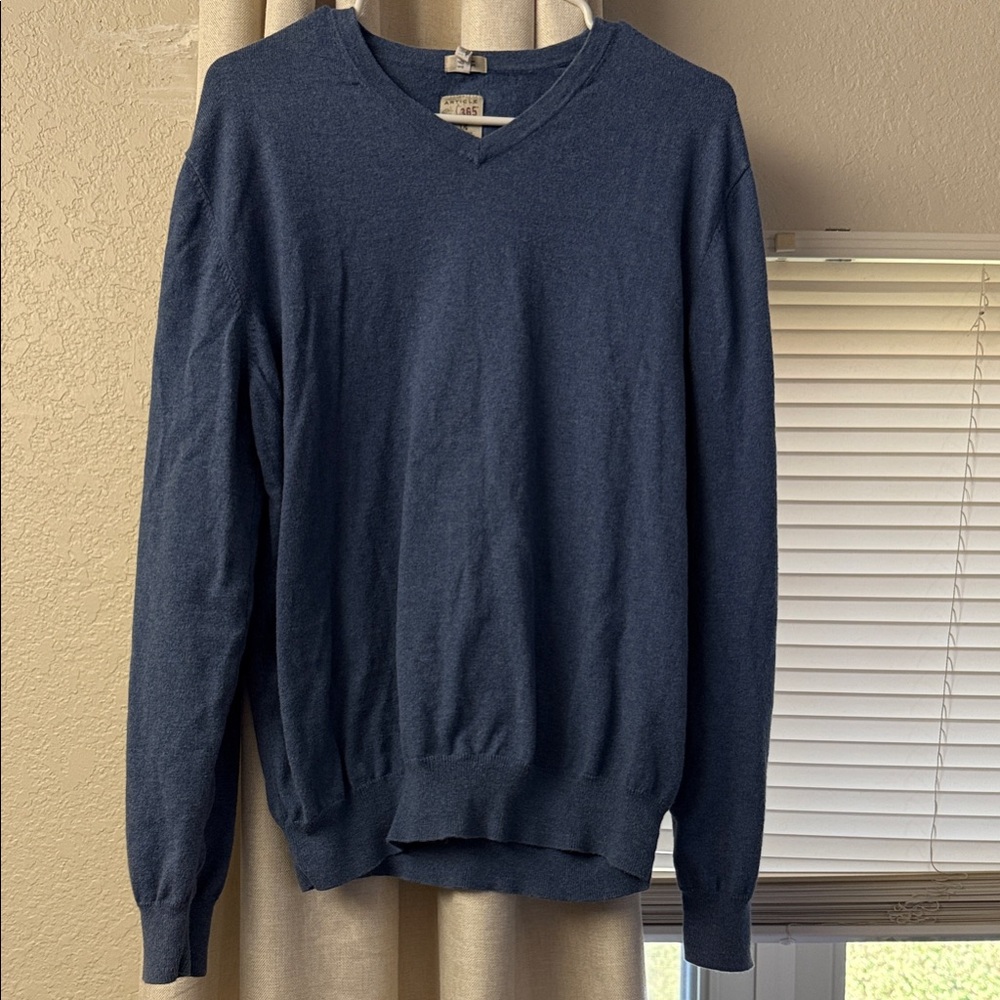Men's Blue V-Neck Sweater